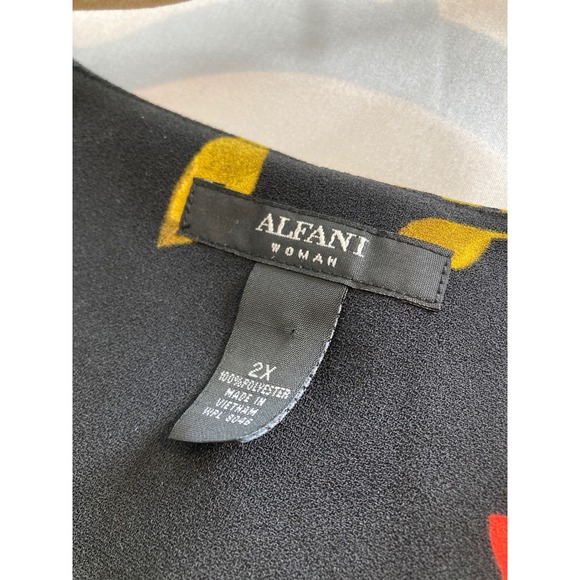 Macy's Alfani Womens Black Floral Bell Sleeve Open Front Jacket Sz 2X Bold Boho - Picture 5 of 10